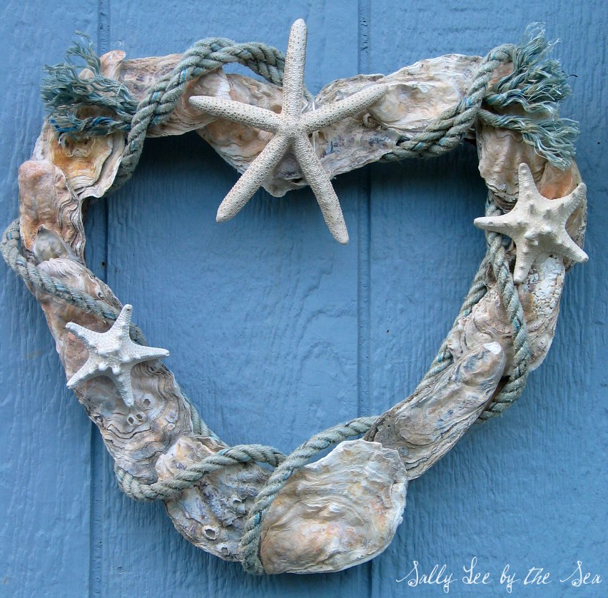 Coastal Crafts} Oyster Shell Heart Wreath | Sally Lee by the Sea